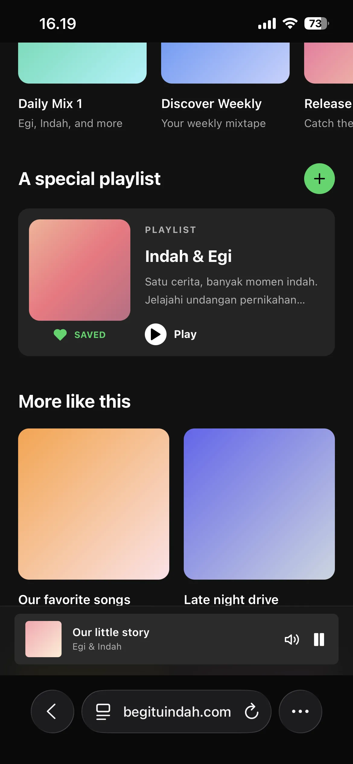 Tampilan 2 tema Playlist